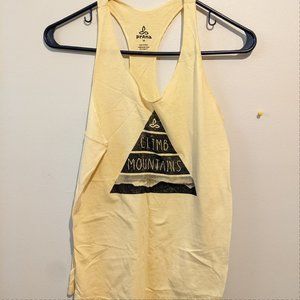EUC PrAna Climb Mountains yellow racerback tank size S